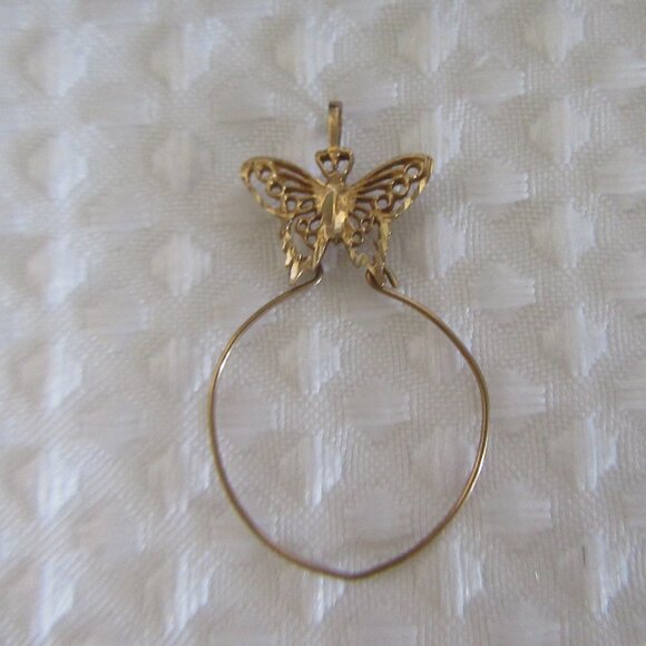 10K Yellow Gold Butterfly Charm Holder Pendant - Picture 6 of 6